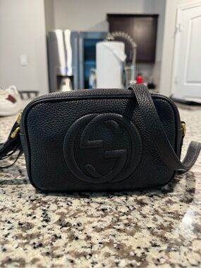 Gucci Black Soho Disco Leather Crossbody with Interlocking GG